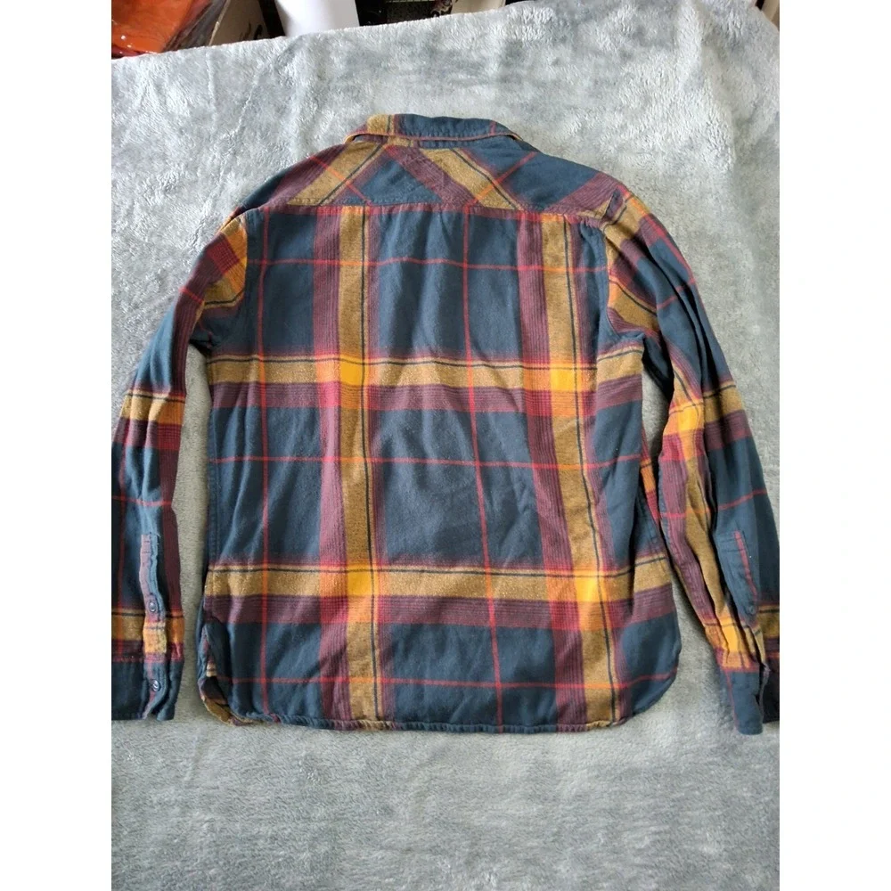 Levis Shirt Mens Medium‎ Red Orane Button Madras Plaid Flannel Long Sleeve